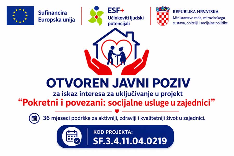 Poziv na uključivanje u projekt „Pokretni i povezani: socijalne usluge u zajednici“