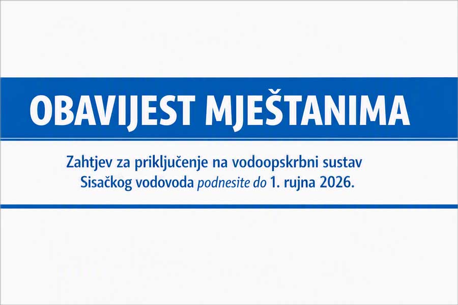 Obavijest mještanima koji se nalaze na trasi magistralnog cjevovoda „Blinjski Kut – Sunja“
