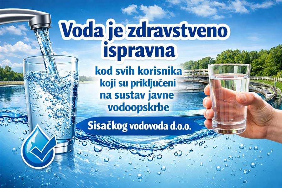 Voda zdravstveno ispravna kod korisnika na Sisačkom vodovodu